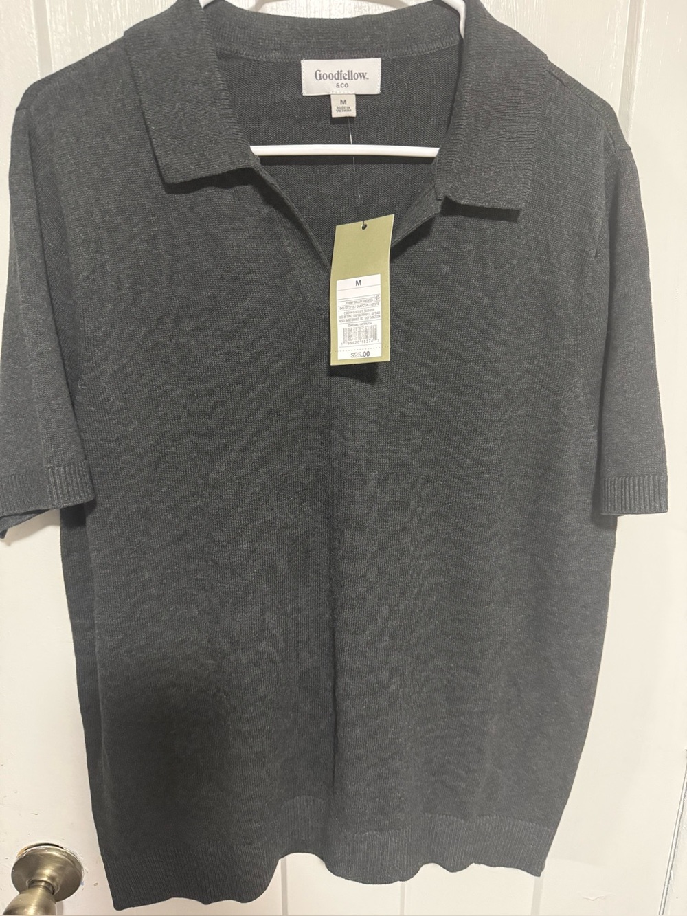 Goodfellow & Co Johnny Collar Sweater Polo Men’s Medium Charcoal NWT
